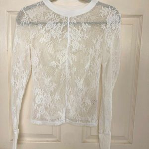 Free people sheer, long sleeve, fitted stretch top size M.